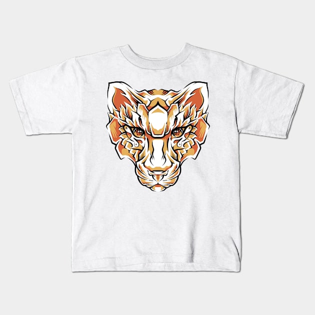 tiger head handdrawing Kids T-Shirt by mrasyidkvec